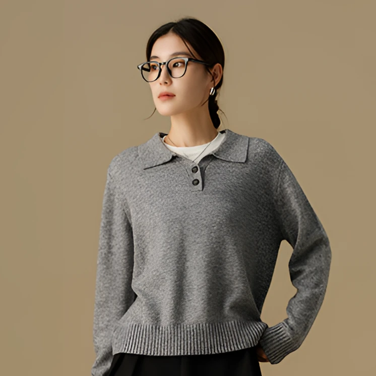 独束微胖大码女装翻领学院风毛针织衫减龄显瘦毛衫24DS84223