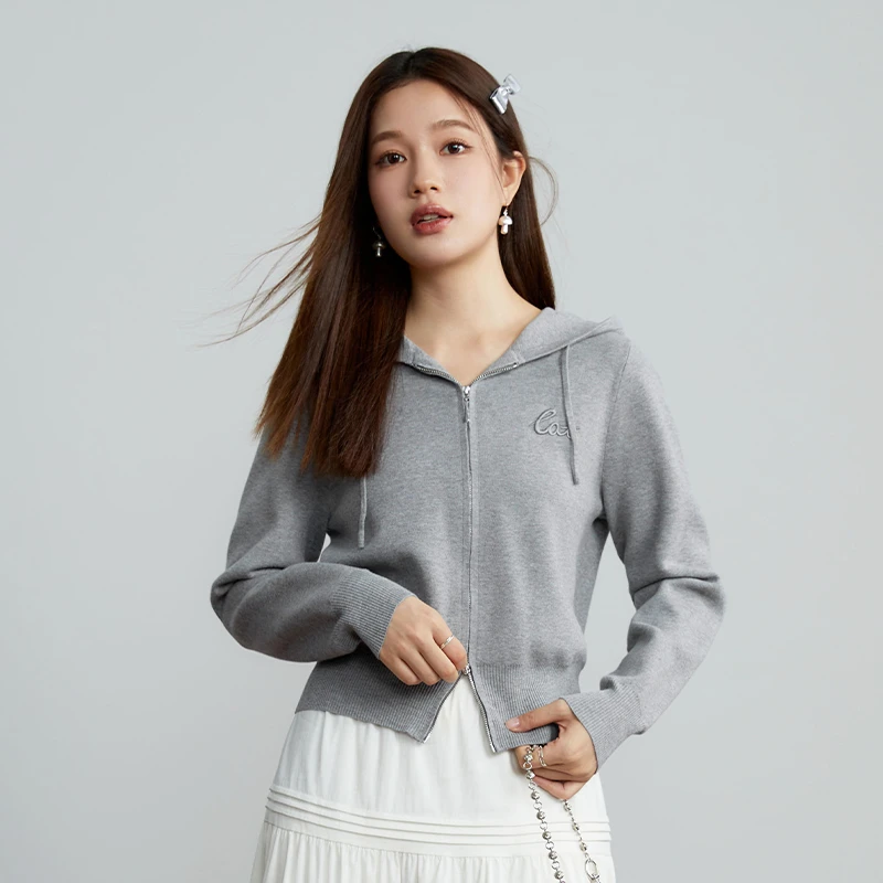 独束微胖MM大码女装减龄通勤卫衣式针织衫时尚显瘦外套23DS83059