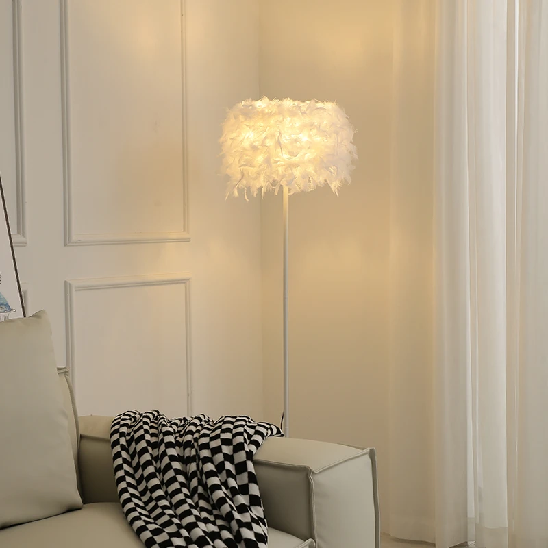 羽毛落地灯现代简约led灯北欧客厅沙发书房卧室床头灯立式落地灯