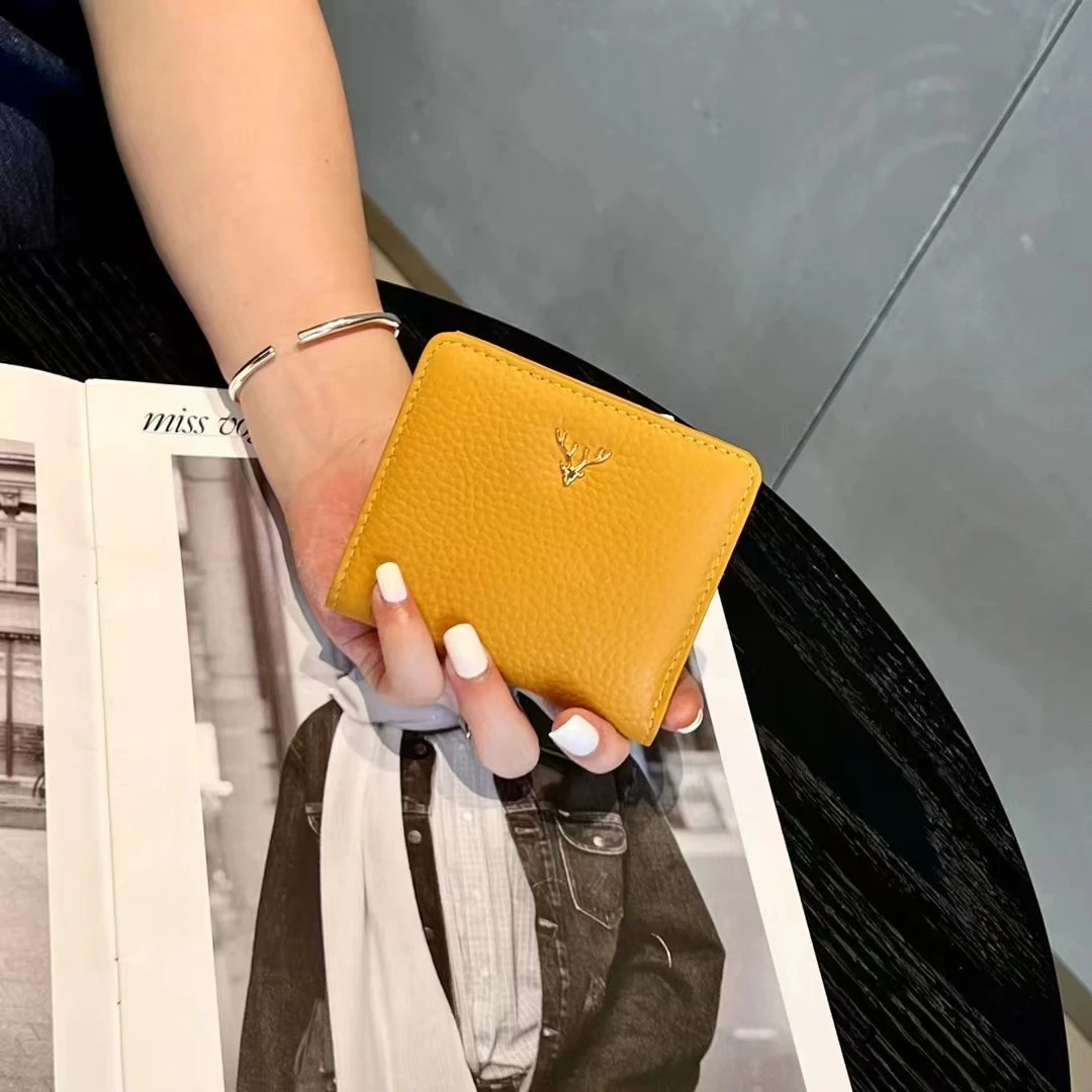 真皮钱包短款女式2024新款日韩小巧ins零钱包时尚全牛皮对折钱夹