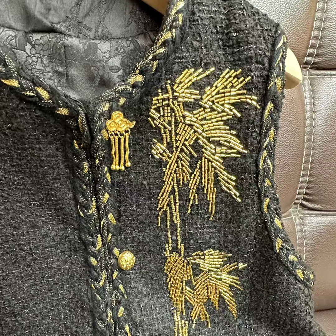 【小香风.金竹】新中式小香风时尚民族风复古中国风文艺马夹　4094