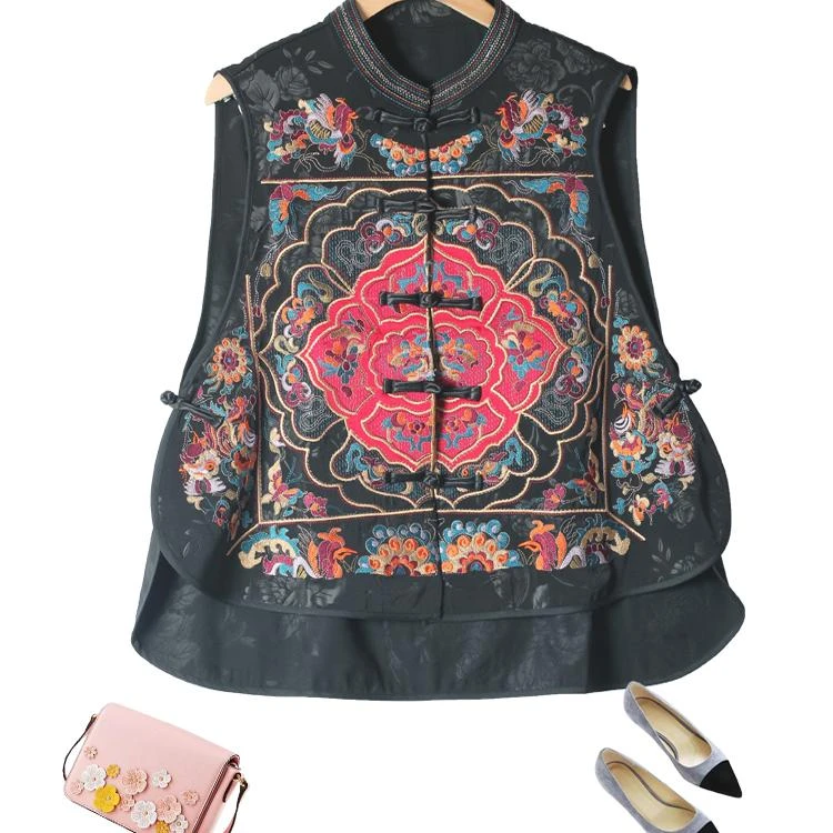 国潮独特复古民族风重工刺绣提花新中式改良旗袍马甲外套上衣女