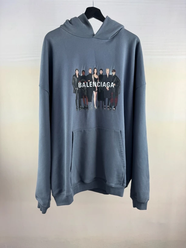 Balenciaga灰蓝人像帽衫/XXS码/99新/公价7580