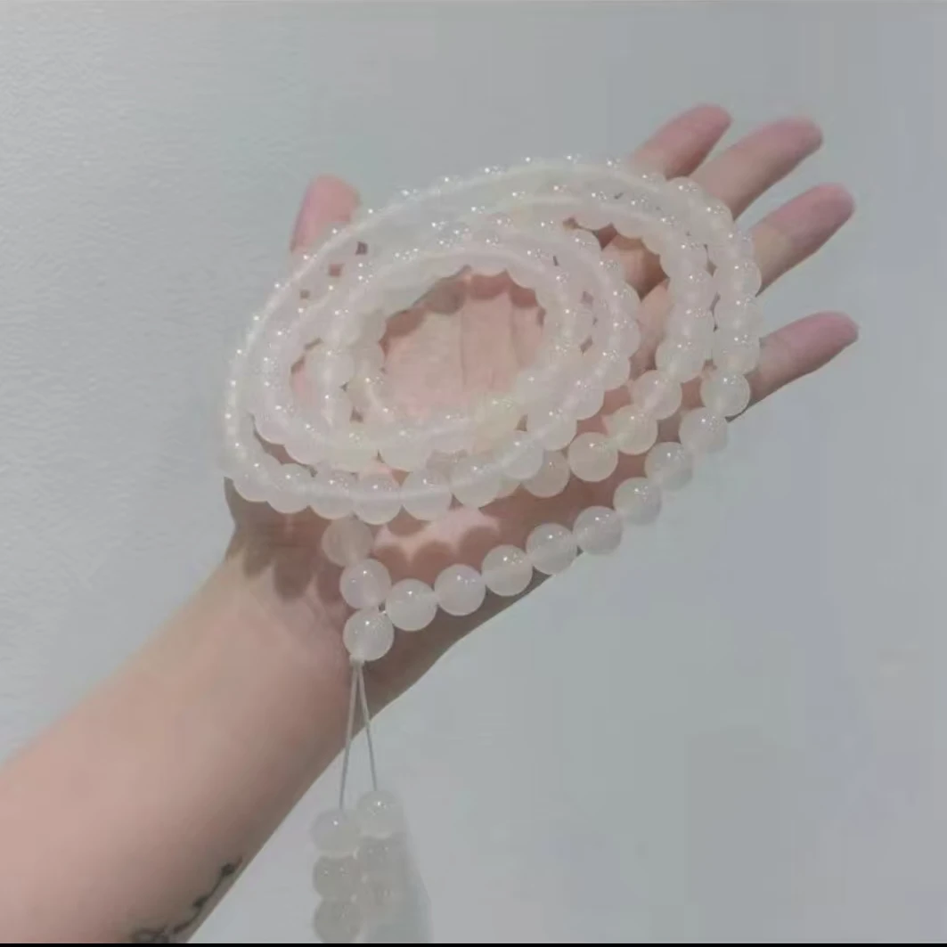 阳光下变色海云母项链绕三圈白色女士妈妈项链
