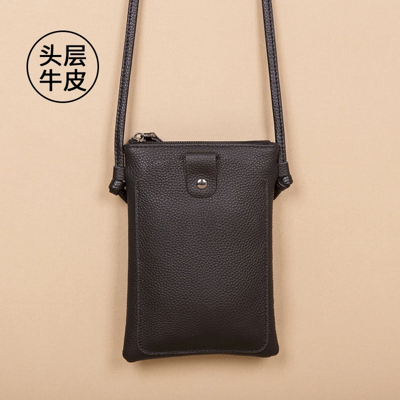 真皮手机包女士斜挎小包包2025新款时尚百搭竖款软牛皮中年妈妈包