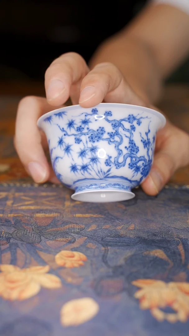 【闪购商品】杯望月怀古松竹梅麒麟望月薄胎杯