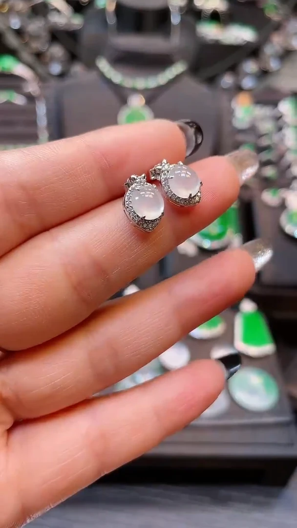 【闪购商品】翡翠耳饰银S925镶嵌*3