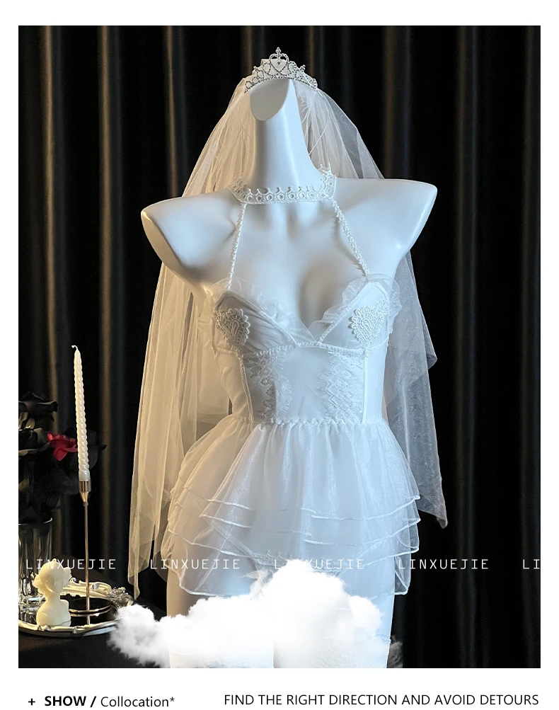 丨天使新娘丨纯欲风性感睡衣女蕾丝纱吊带睡裙高级蓬蓬裙cos情侣