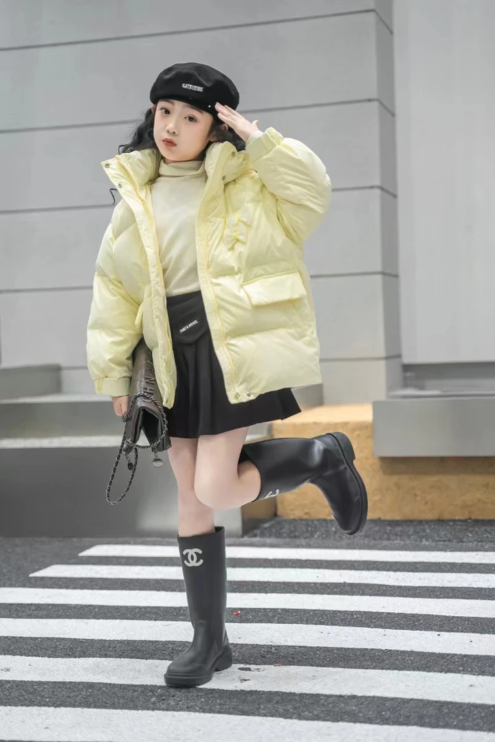 【工厂店】女童时尚洋气连帽中长款冬季免洗韩版保暖休闲羽绒服1218