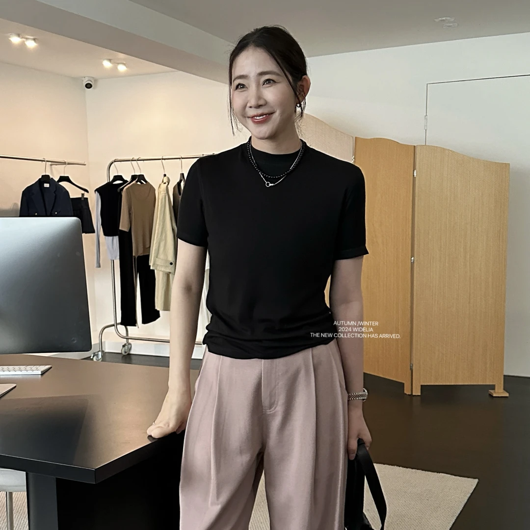 夏季百搭新款小立领基础短袖纯色半高领短袖女款爆款2025新款7106