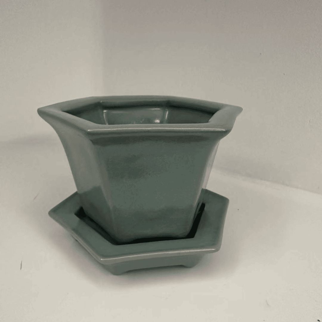 汝瓷仿古釉天青花盆