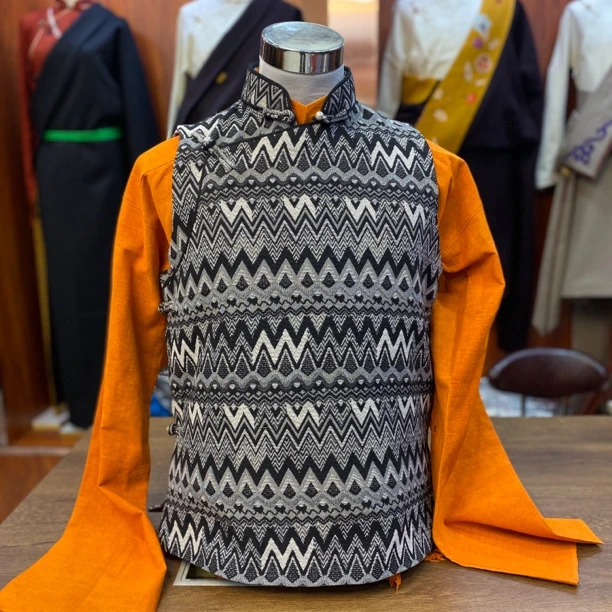 藏式男士无袖棉马甲时尚潮流藏袍马甲