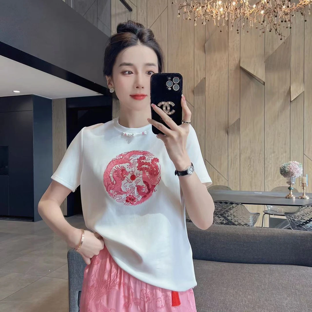 【大静静】国风刺绣款休闲短袖DJJ1072
