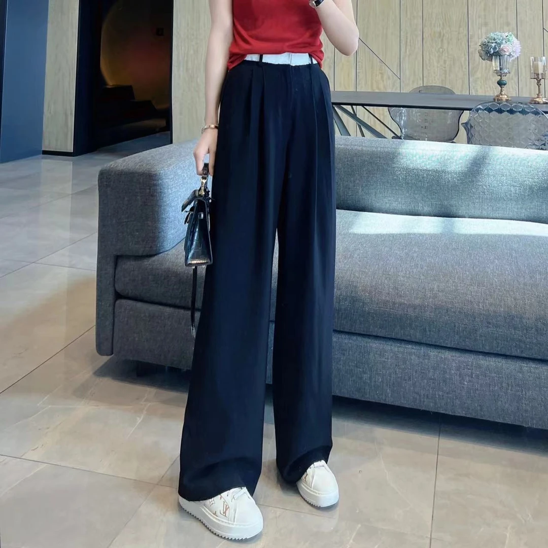 【大静静】黑白撞色直筒阔腿西装裤DJJ1119