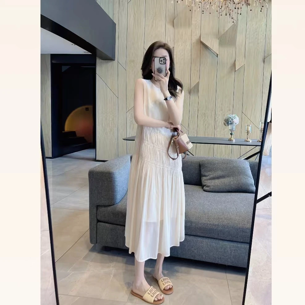 【大静静】简约知性设计感圆领舒适背心裙DJJ1328