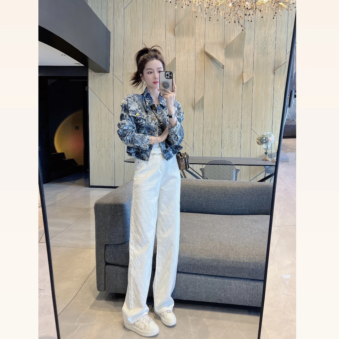 【大静静】轻奢LOGO时尚洋气高级感牛仔外套1573