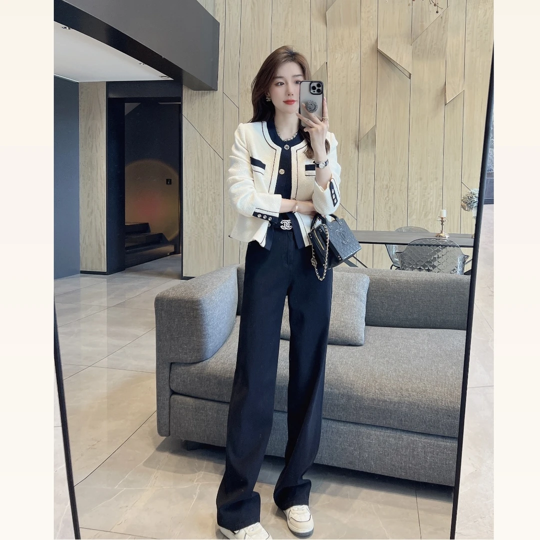 【大静静】秋季新款黑白撞色大方简约外套DJJ1617