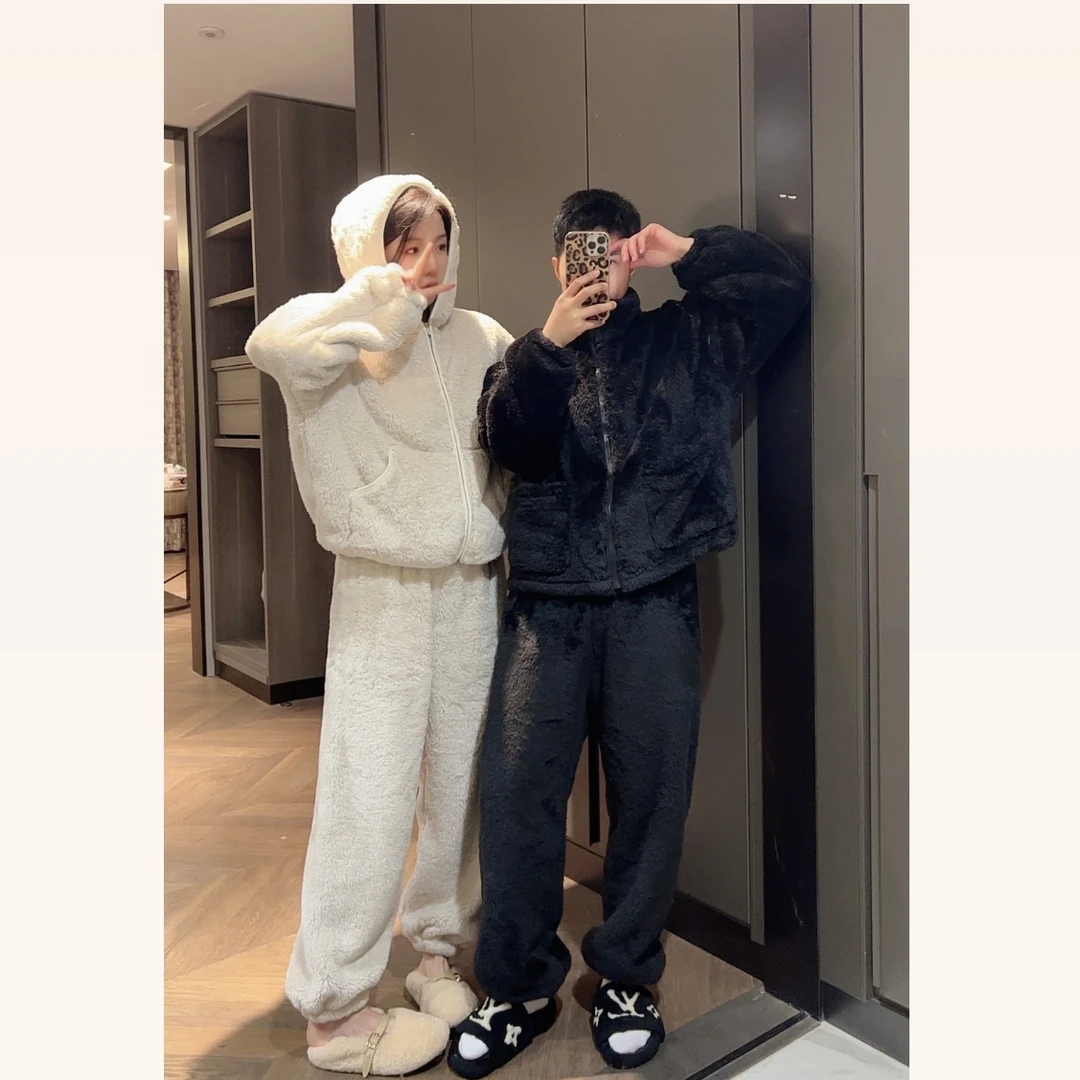 【大静静】黑色立领“法兰绒”男款家居服