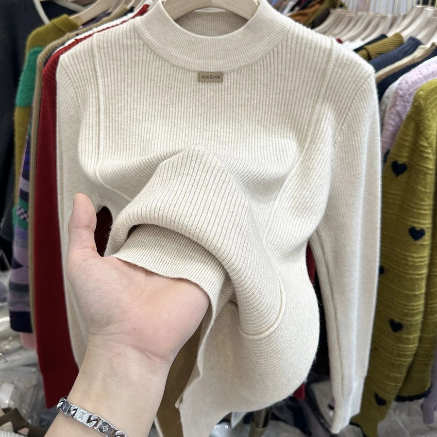 女士半高领毛2024新款春秋季打底衫内搭针织衫可外穿百搭上衣洋气