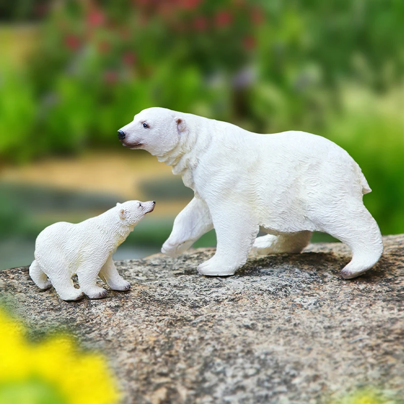 花园庭院假山鱼池生态缸微景观装饰树脂工艺品仿真动物北极熊摆件