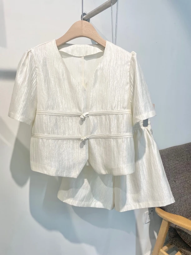 X66天丝醋酸短裤光感套装夏季短袖