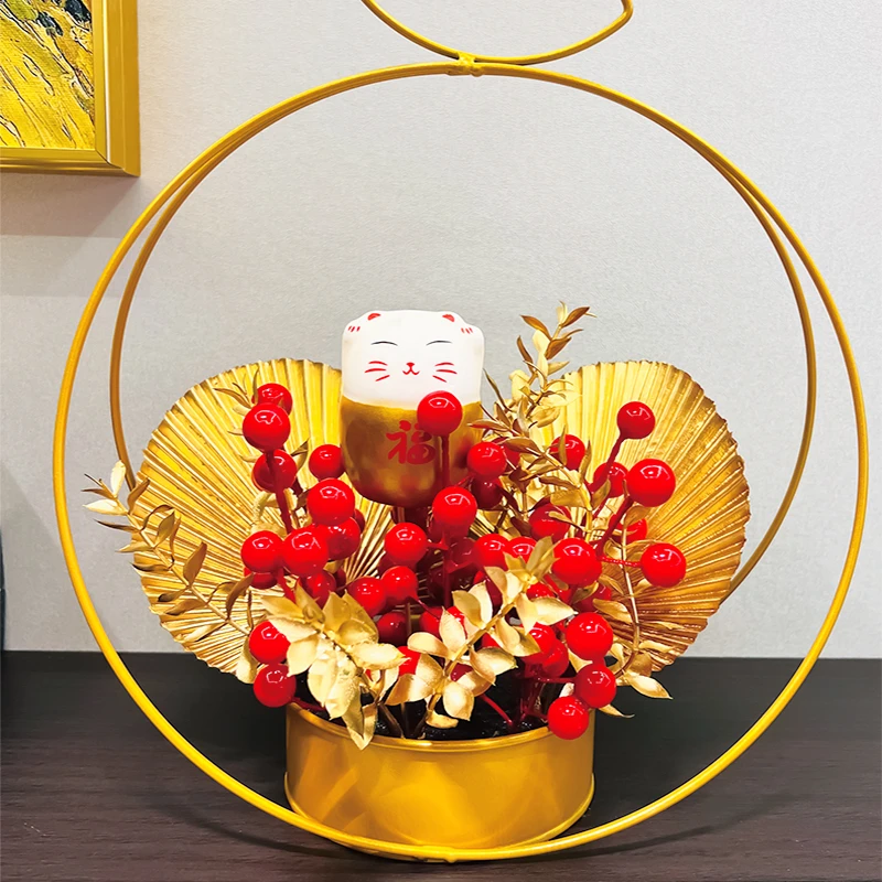 【福气临门】全家福喜事新房手工装饰品福桶发财果桌面客厅装饰