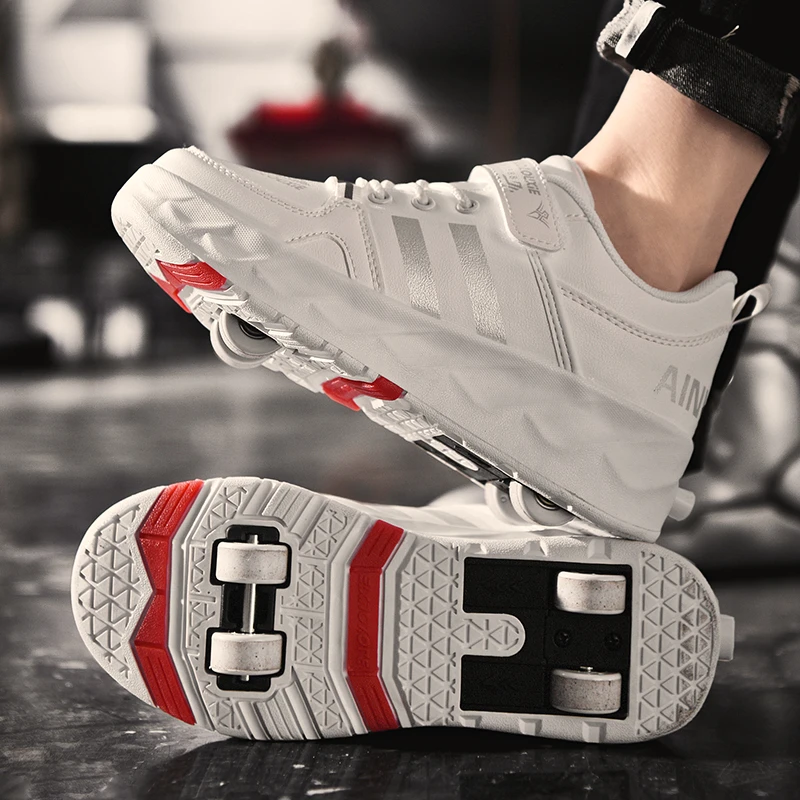 暴走鞋男童鞋2025新款春季四轮可收缩大童学生运动鞋轮滑鞋6-12岁