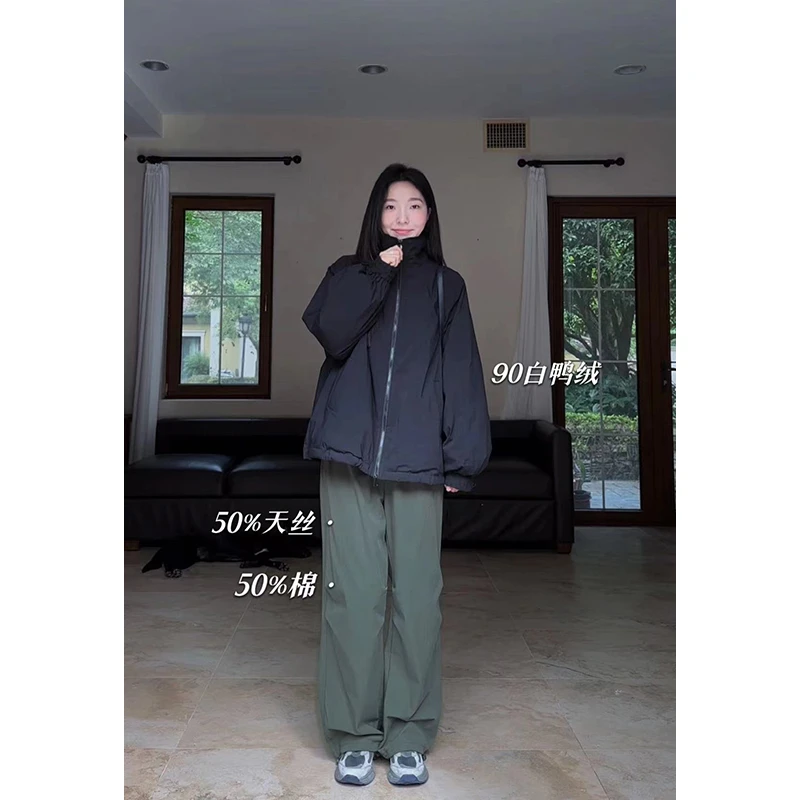 郭九九呢 冰冰百搭90白鸭绒羽绒服外套天丝棉工装裤G923A05506