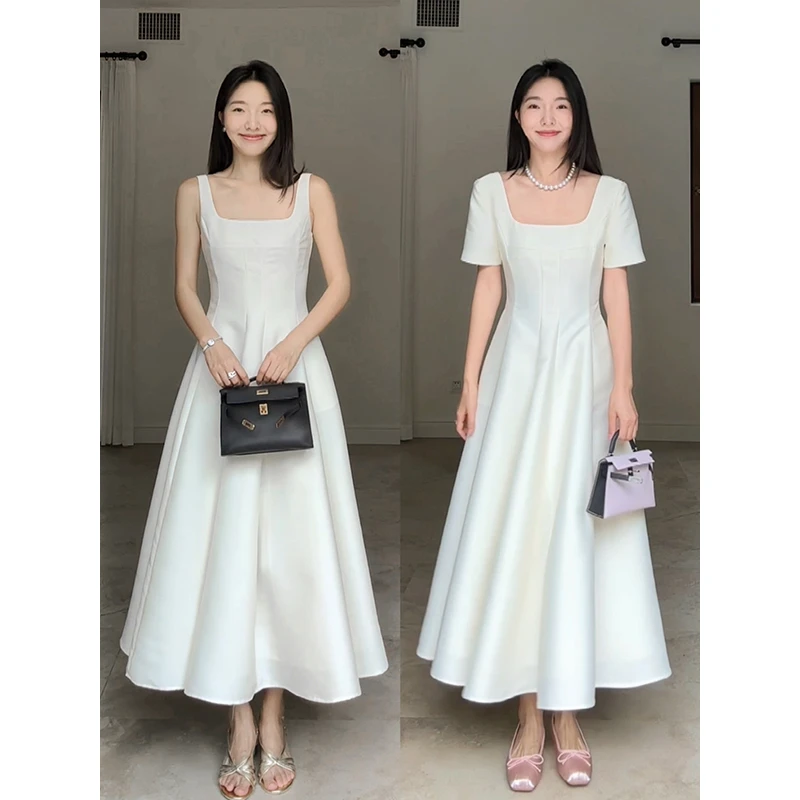 郭九九呢 赫本风简约高级定制收腰显瘦背心吊带连衣裙 G924Q02615