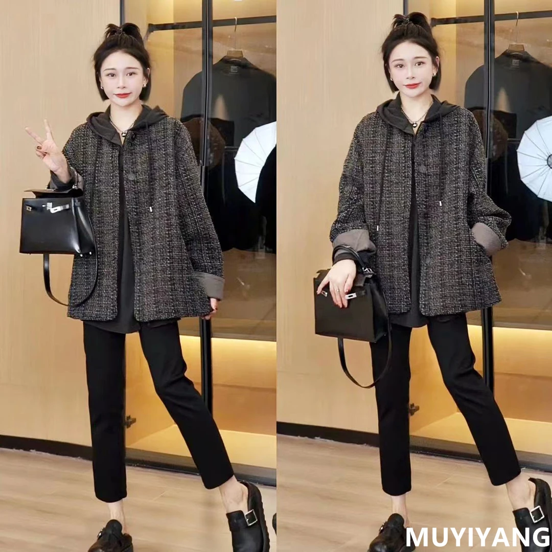 【踏影】小众简约小香风抓毛粗花呢高定版外套 衣长72 24-604#