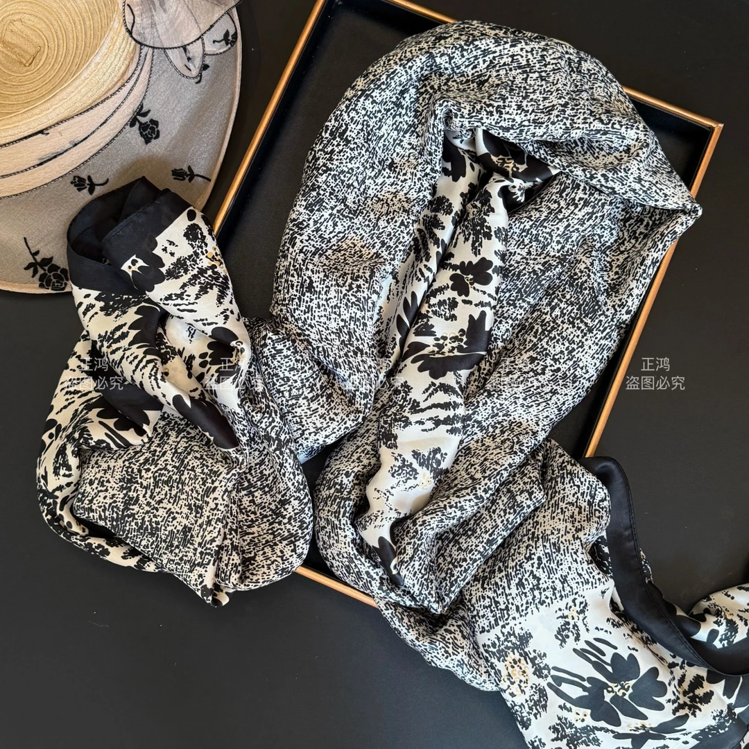 【泼墨碎花】北派A180*90香云缎 时尚高端气质印花长巾