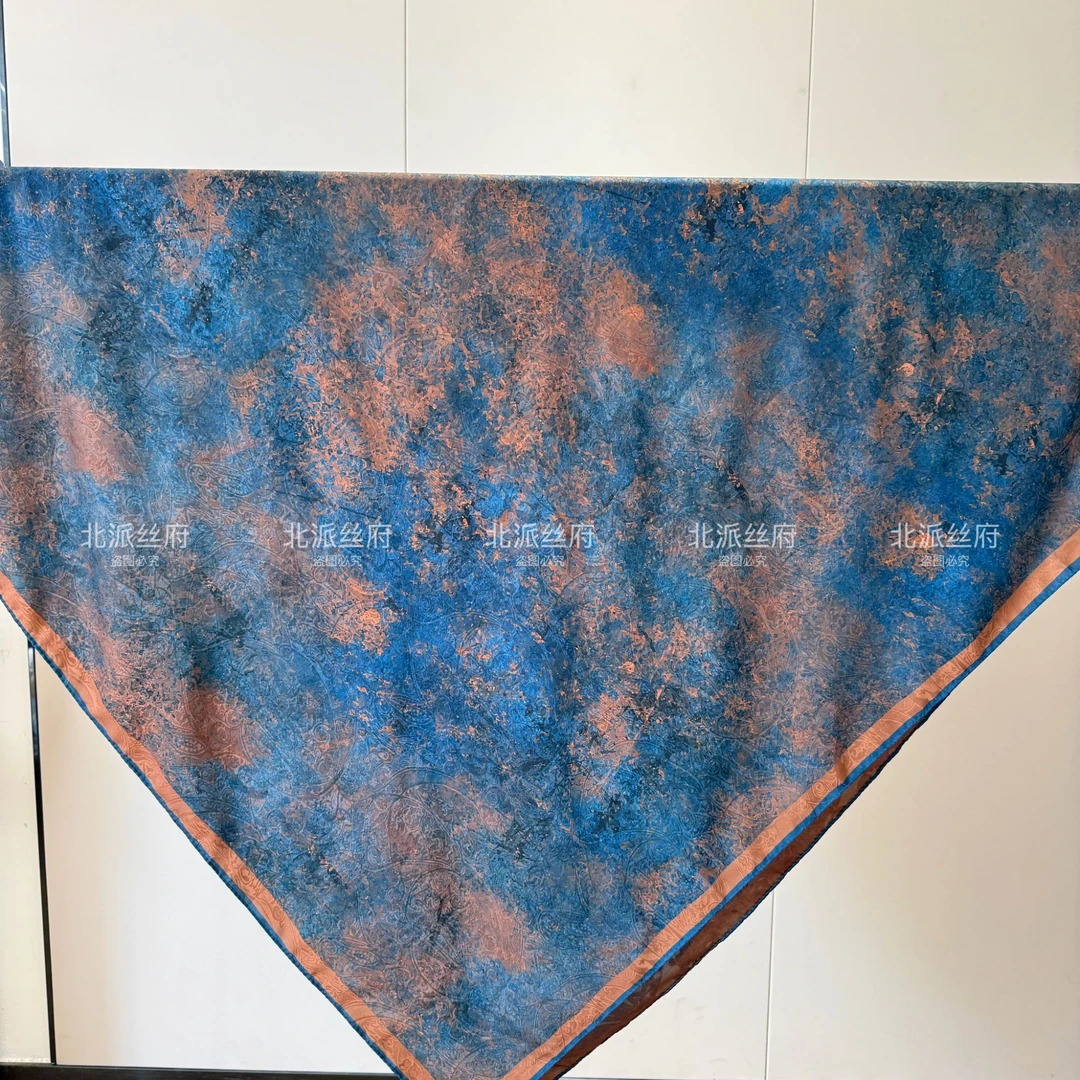 【海涛蓝】北派A140*140重磅花萝双面双花型高端时尚优雅百搭围巾