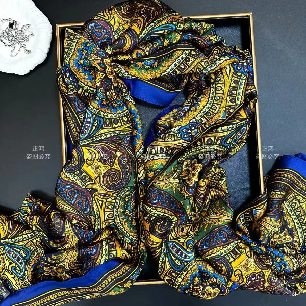 【佩斯利腰果】正鸿A180*90香云缎 时尚高端气质印花长巾