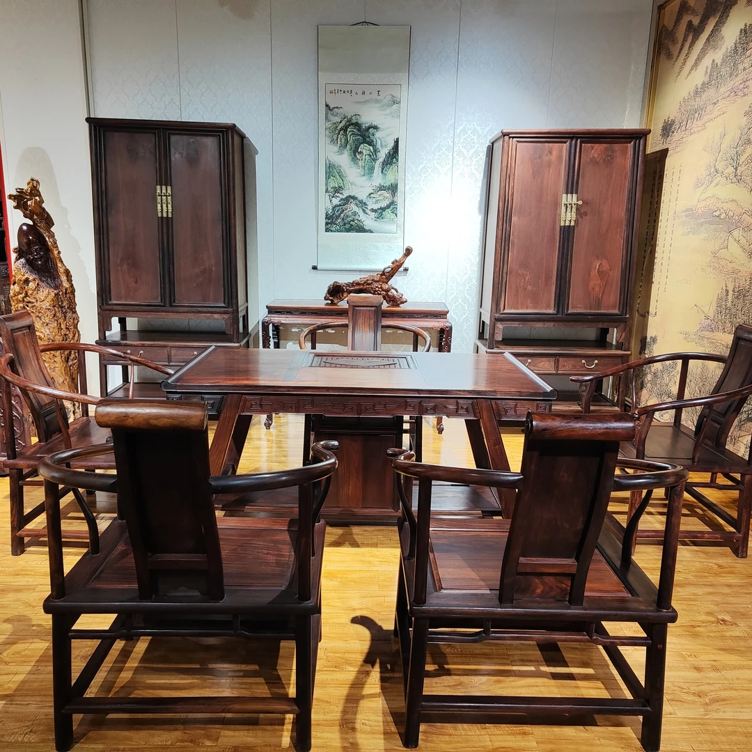 孔连孔连红木交趾黄檀汉式茶台明清家具茶室客厅