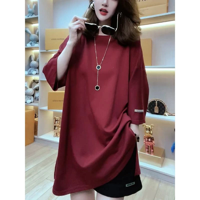 专柜商场撤回女士打底衫洋气宽松中袖T恤夏季高级慵懒松弛感上衣