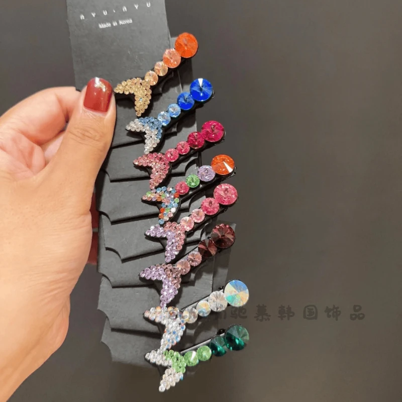 韩国施家水晶小鱼鸭嘴夹网红侧边夹刘海夹碎发夹可爱时尚洋气发卡