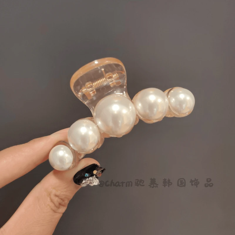 韩版高亮珠抓夹福利款8公分刘海夹轻奢半扎发夹时尚盘发夹顶夹女