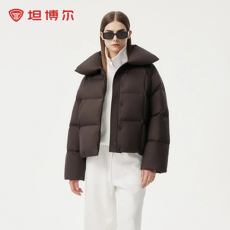 【籽言专属】坦博尔24新款女短款羽绒服翻领通勤百搭TBF530322Z