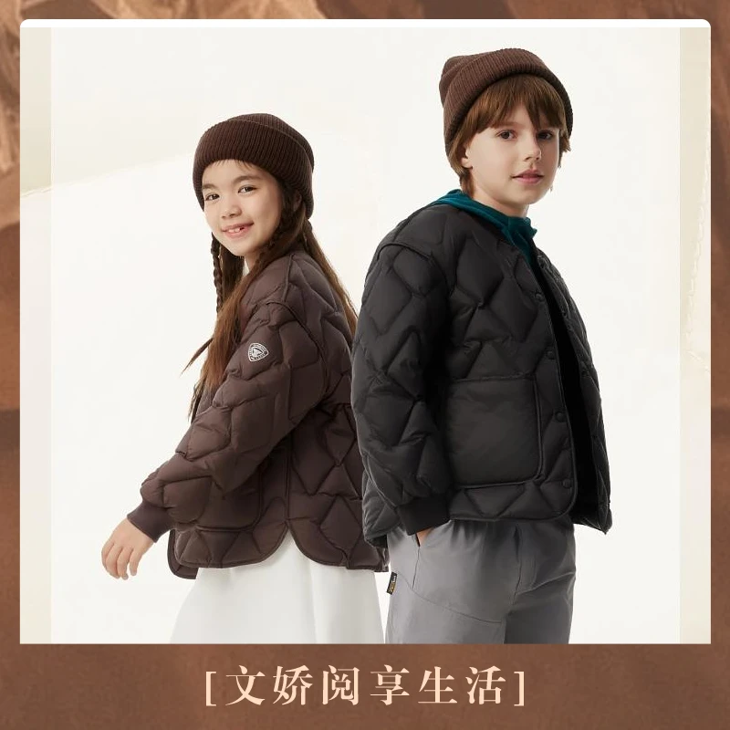 【文娇专属】坦博尔儿童棒球领宽松短款羽绒服TCF310126Z