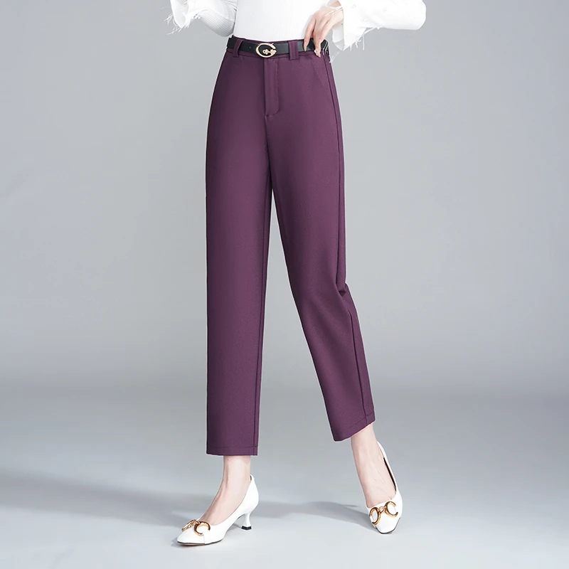 时尚高腰休闲裤2024秋季新款韩版薄款显瘦哈伦裤百搭九分镰刀裤女