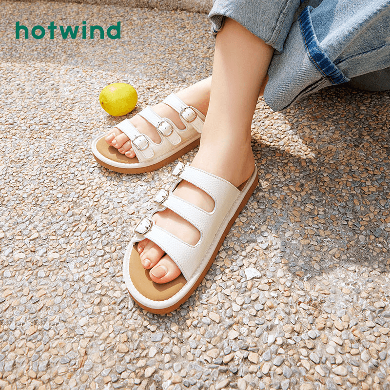 热风2024年夏季新款女士时尚拖鞋H51W4606