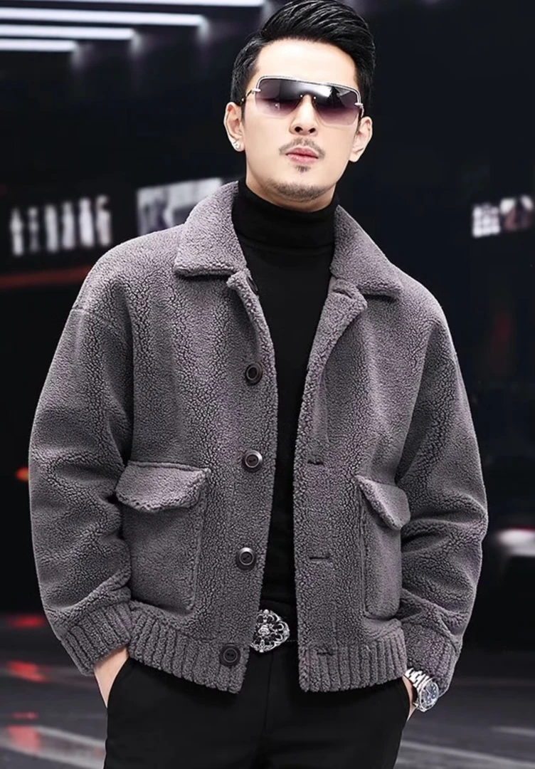 【官方严选】2024海宁颗粒羊毛男士羊剪绒潮流外套