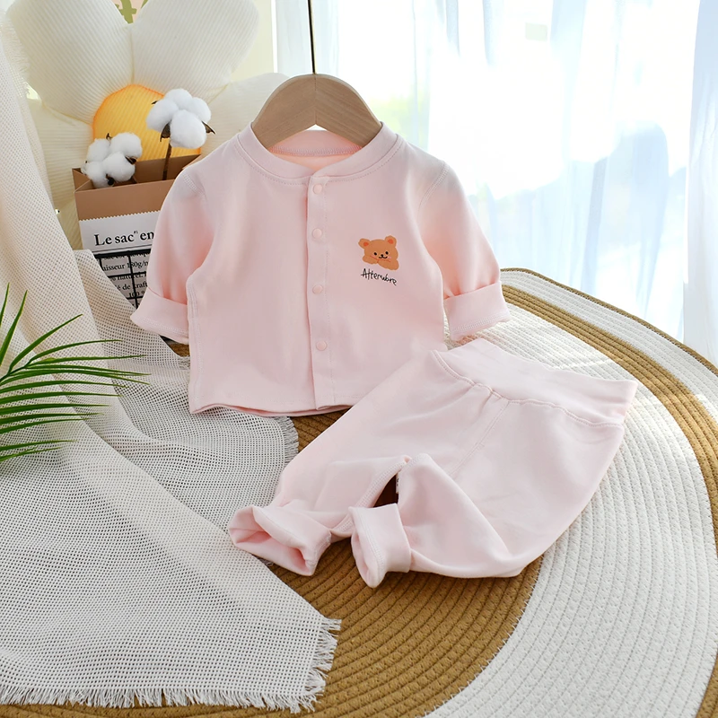 宝宝对开套装a类棉无骨贴身高腰对开分体外穿婴幼儿秋衣裤2件套