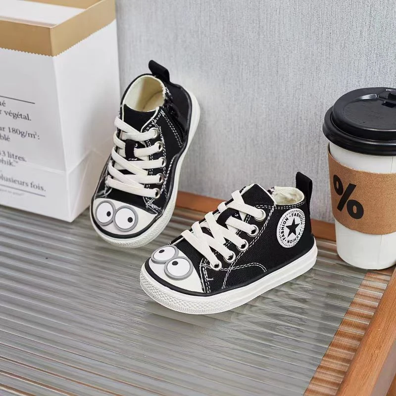 男女宝宝帆布鞋春秋新款儿童板鞋高帮学步鞋小童软底婴儿鞋子