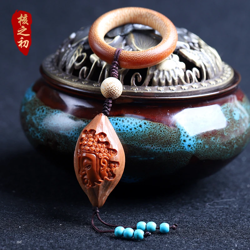 橄榄核雕单籽手工雕刻佛魔一念之间单颗手机吊坠文玩手把件男女