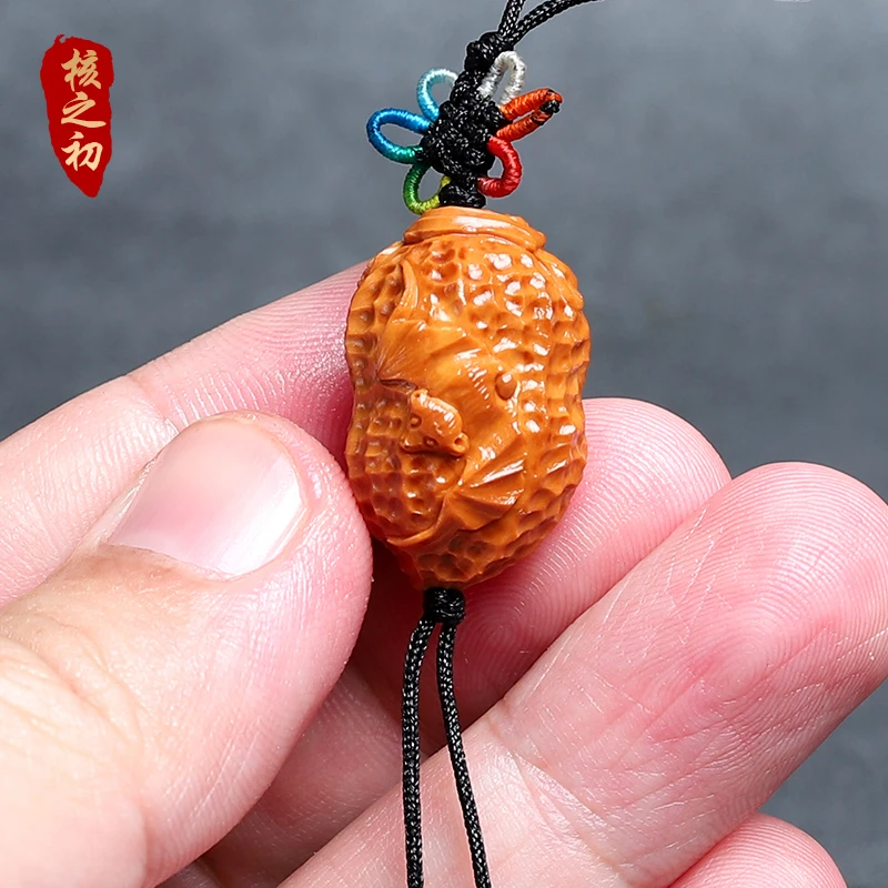 橄榄核纯手工雕刻花生挂件钥匙扣车挂多子多福生意兴隆手把件男女