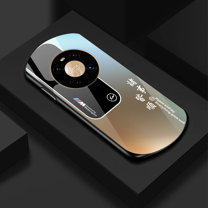适用【华为Mate40Pro】诸事皆顺渐变宝马椭圆新款高档爆款手机壳
