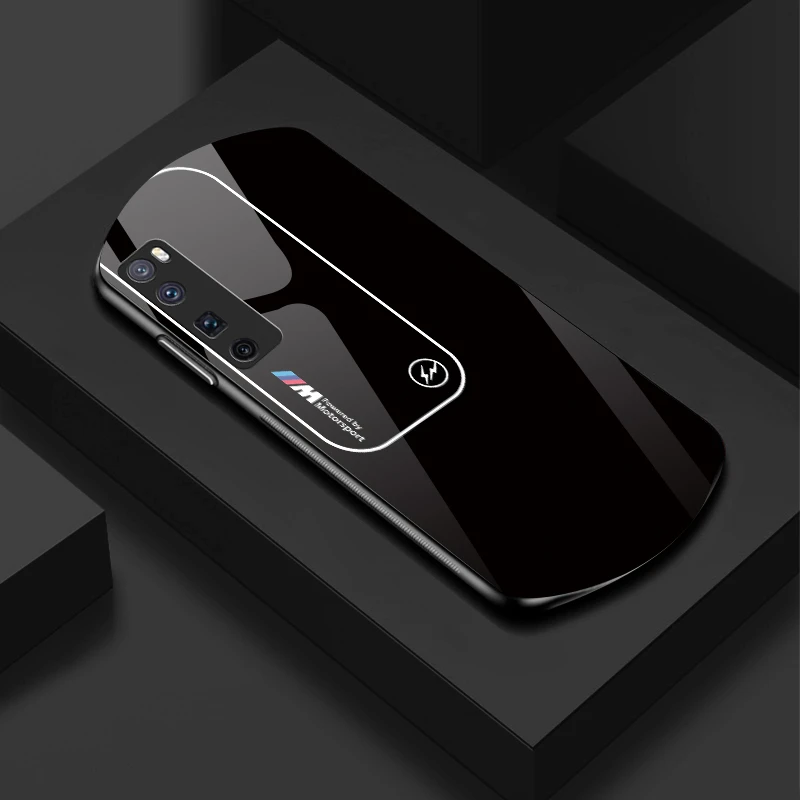 适用【华为Nova7Pro】新款弧形玻璃渐变宝马简约软边商务手机壳