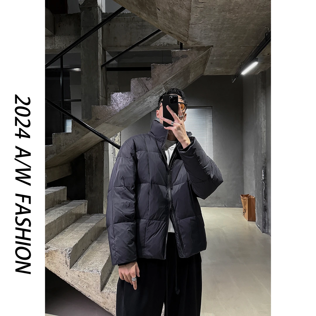 【叶继枫】黑标 90白鸭绒极简老钱百搭三防哑光绗线立领羽绒服外套