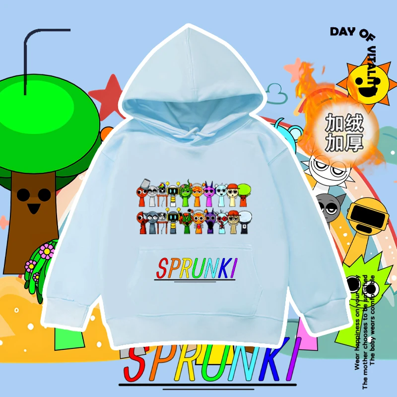 Sprunki音乐节奏盒子中大童儿童装秋冬加绒爆款男女童学生上衣